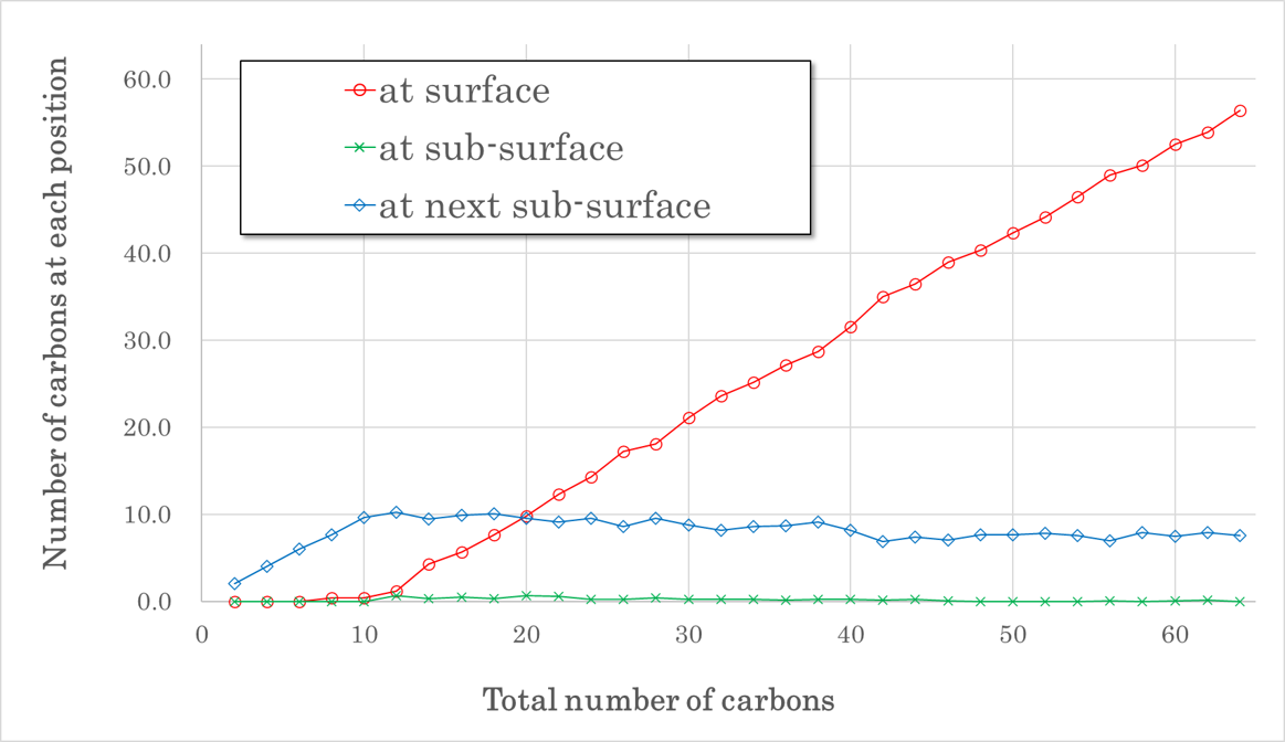 The position of C atoms in Monte-Carlo simulation