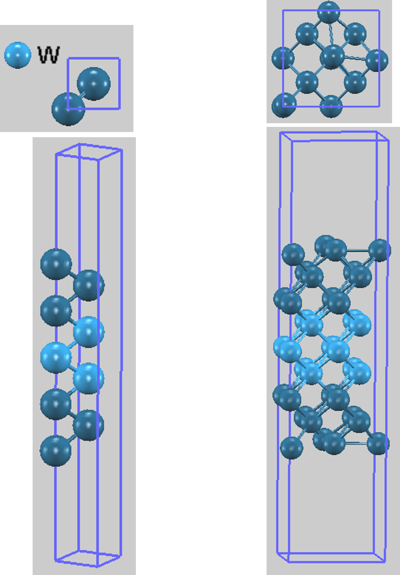 W(100) 1x1 and c(2x2) initial structure models