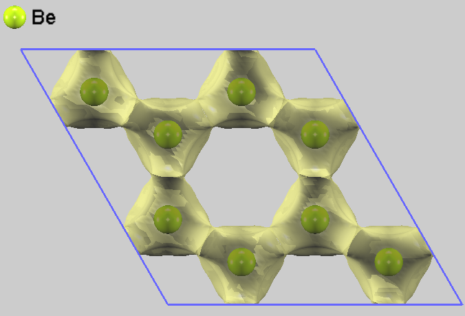 Charge density isosurface of hcp-Be