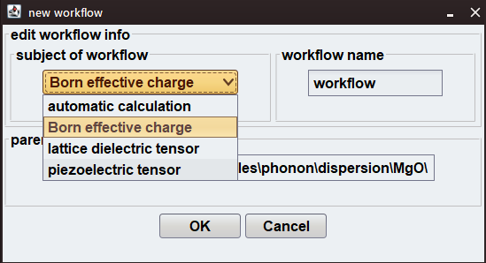 Born effective charge計算用のワークフロー作成GUI