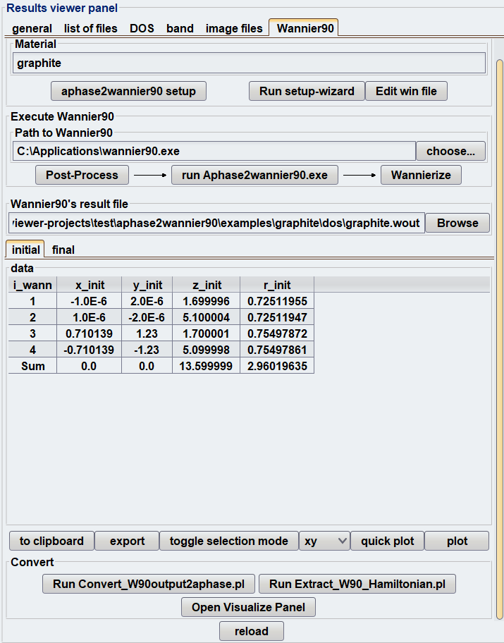 Wannier90 integration GUI example